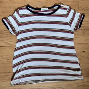 Red and Yellow Stripe Short Sleeve Tee